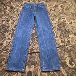 VTG Wrangler Boy's Cowboy Cut Blue Cotton Denim Jeans Size 16 Slim 13MWZBP